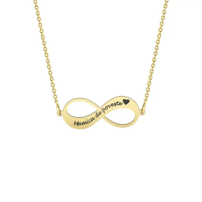 Lantisor Aur 14K Premium, dama, infinit mare 18 mm, personalizat