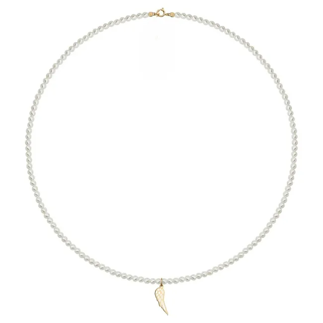 Colier perle scoica si Aripa de aur (12mm)