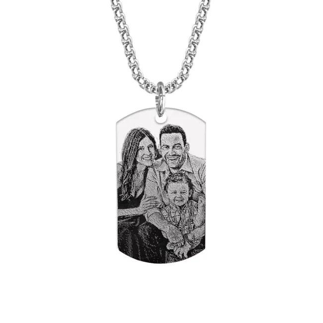 Colier placuta Army si lant masiv, Inox Premium hipoalergenic,personalizata cu poza ( 43mm)