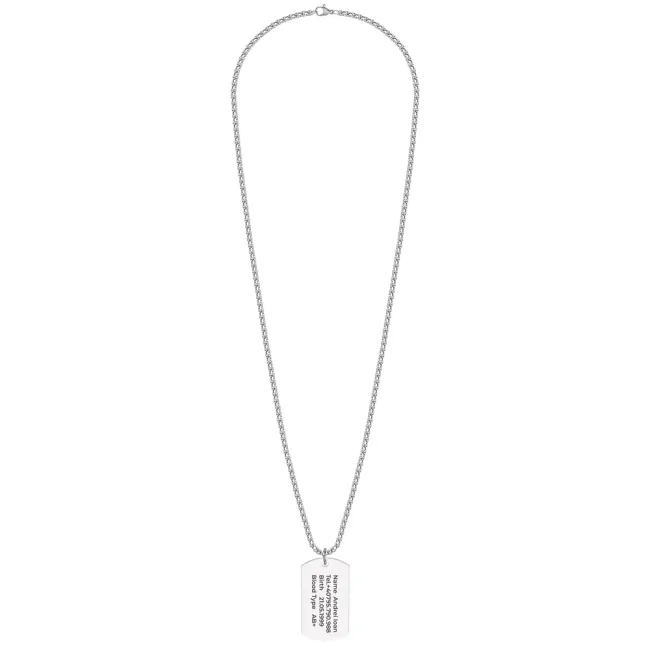 Colier placuta Army si lant masiv, Inox Premium hipoalergenic,personalizata cu text( 43mm)