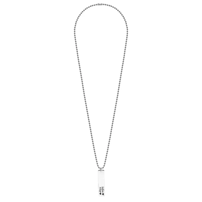 Colier placuta si lant, Inox Premium hipoalergenic, gravura text ( 41mm)