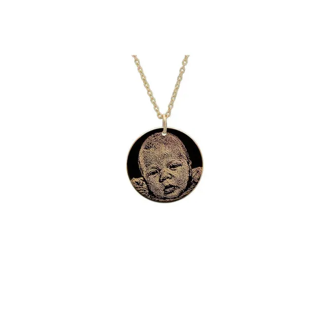 Lantisor Aur 14K Premium, dama, banut mediu 15 mm, personalizat cu poza