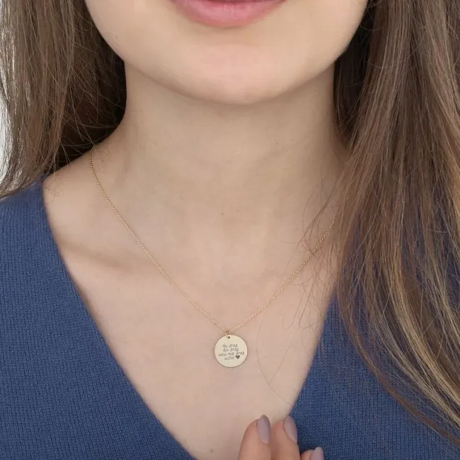 Lantisor Aur 14K Premium, dama, banut mediu 15 mm, personalizat cu text picture - 2