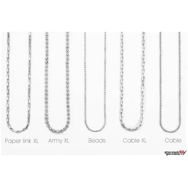 Lant Argint barbat, placuta Army 28 mm, personalizat (lant Cable) picture - 6