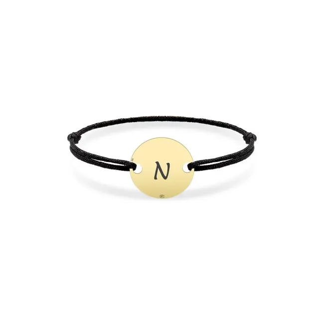 Inel snur Aur 14K Premium, reglabil si banut mic, personalizat gravura initiala (7 mm)