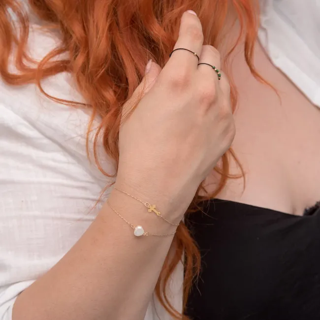 Inel Aur 14K biluta, snur reglabil (2 mm) picture - 4