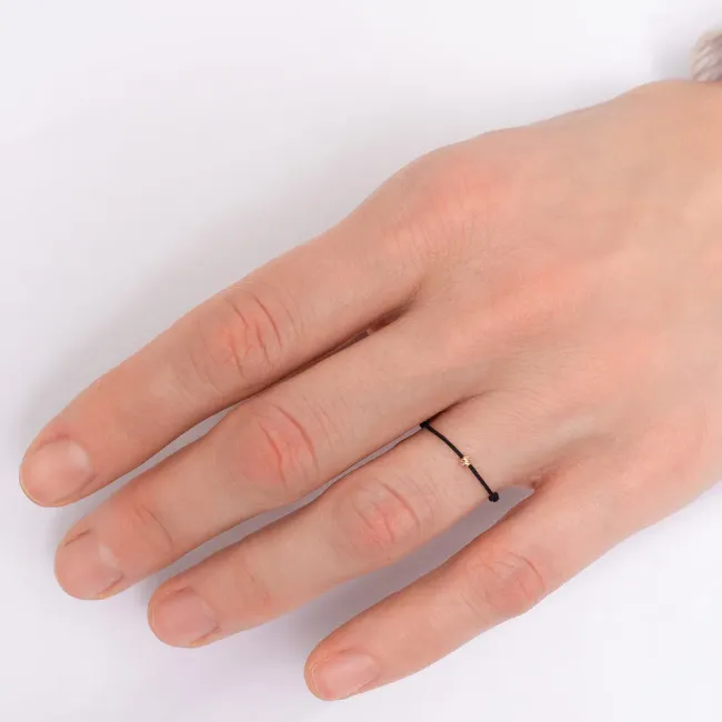 Inel Aur 14K biluta, snur reglabil (2 mm) picture - 5