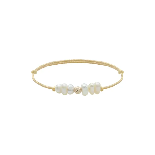 Inel Aur 14K Premium, biluta si Perle naturale de cultura, snur reglabil