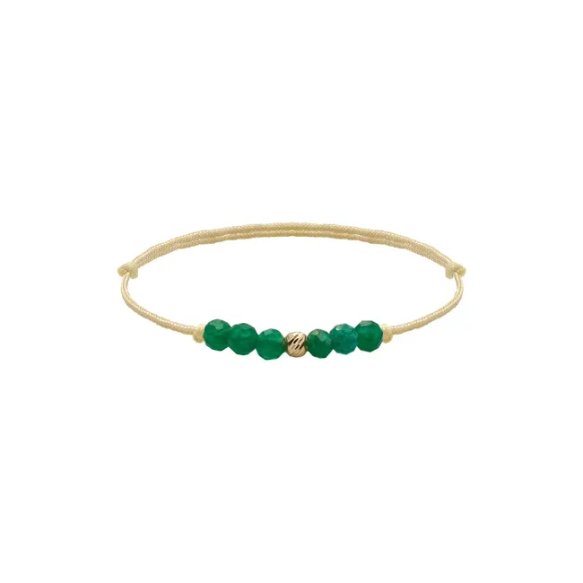 Inel Aur 14K Premium, biluta si pietre naturale malachit, snur reglabil