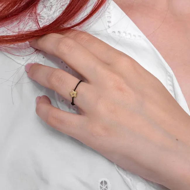 Inel snur reglabil steluta 5 mm personalizata gravura initiala Argint 925 Premium