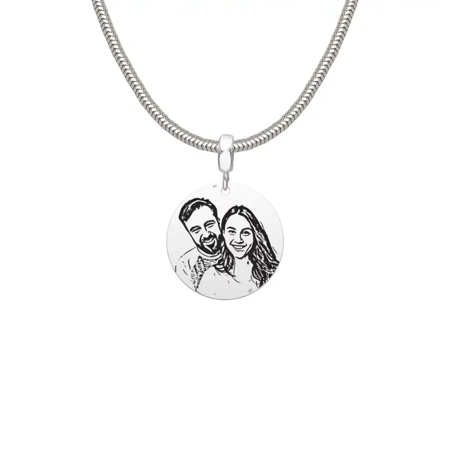 Lant Argint barbat, gravat laser 4life cu poza, charm banut (22 mm)