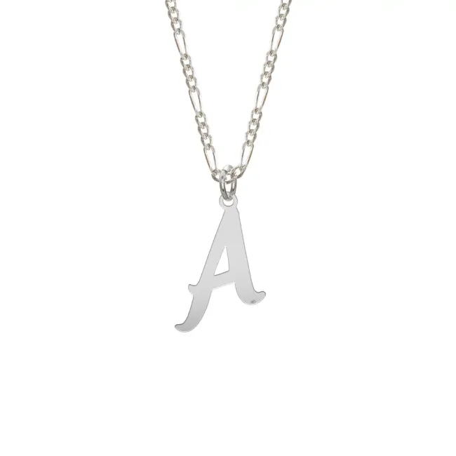 Lant Argint 925 Premium barbat, personalizat initiala (lant gros Figaro)