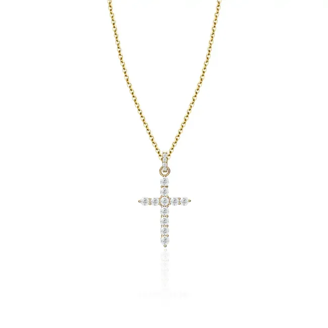 Lantisor Argint 925 Premium dama - cruce medie cu zirconii