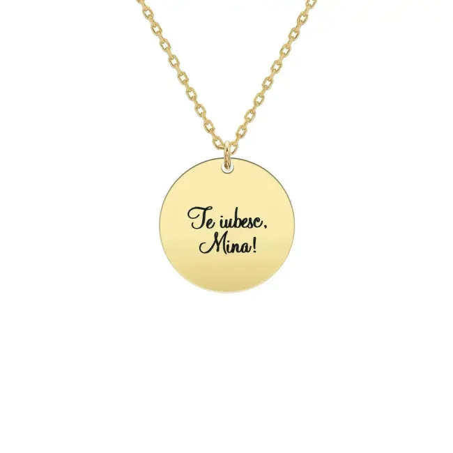 Lantisor Argint, personalizat cu text, banut (14.5 mm)