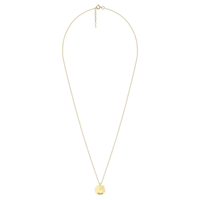 Lantisor Aur dama, cruce stilizata si banut, personalizat (10 & 12 mm)