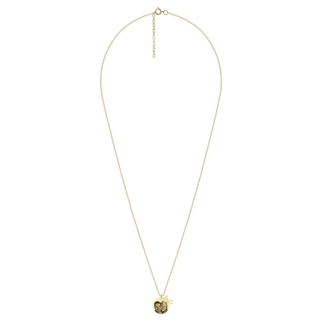 Lantisor Aur dama, cruce stilizata si banut, personalizat cu poza (10 & 12 mm)
