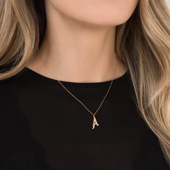 Lantisor Aur 14K Premium dama, personalizat initiala