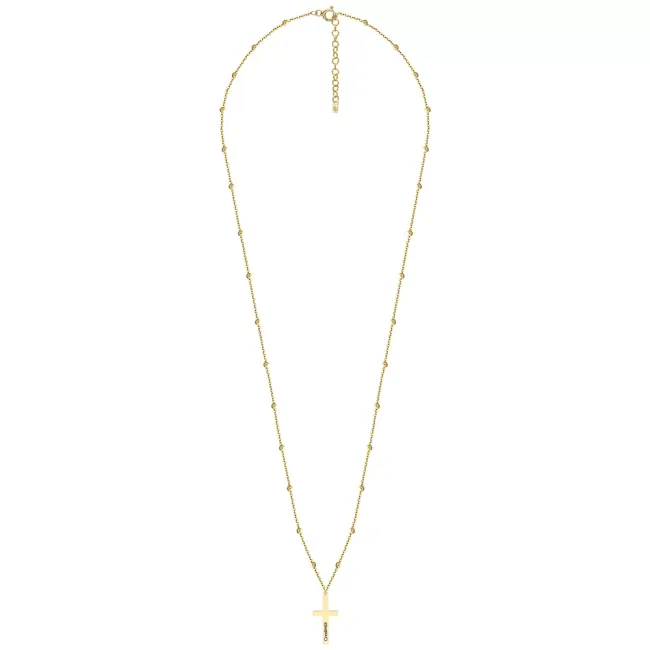 Lantisor bilute Argint 925 Premium dama - cruce personalizata cu text (27 mm)