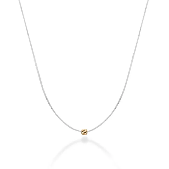 Lantisor cu fir transparent si biluta Aur 14K Premium