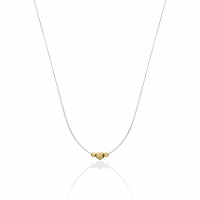 Lantisor cu fir transparent si bilute Aur 14K Premium