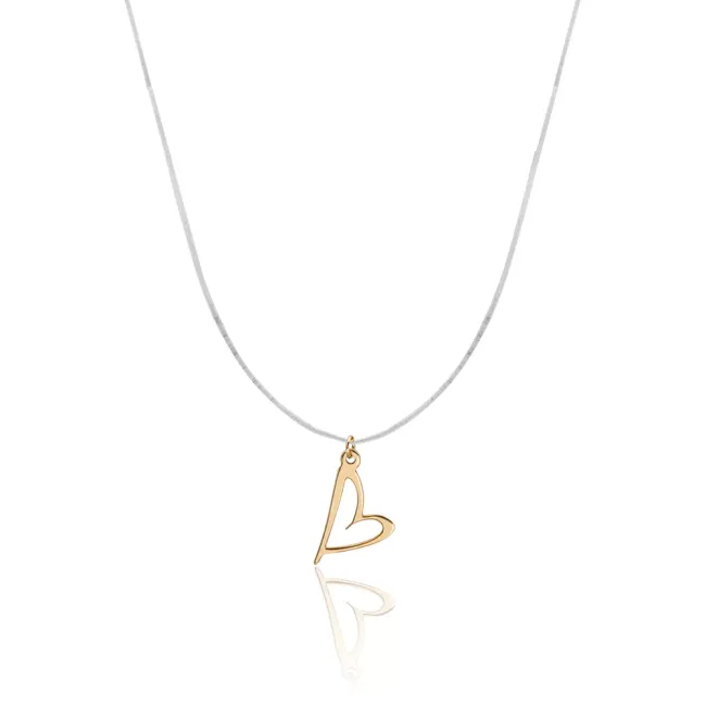 Lantisor cu fir transparent si pandantiv aur