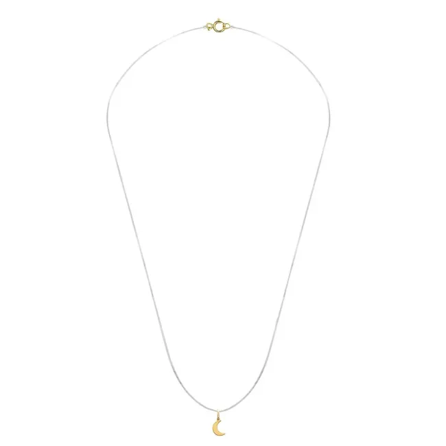 Lantisor cu fir transparent si pandantiv Aur 14K Premium luna (7 mm) picture - 3