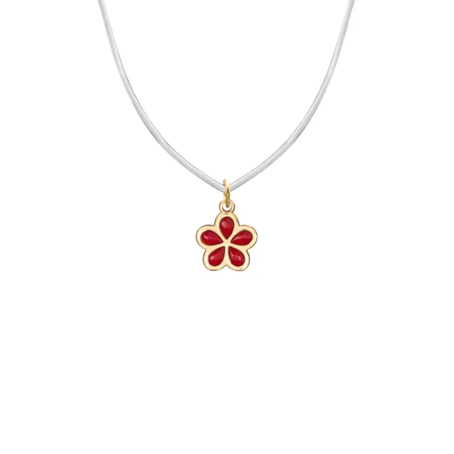Lantisor Dama Aur 14K, cu fir transparent si pandantiv floare (7 mm )