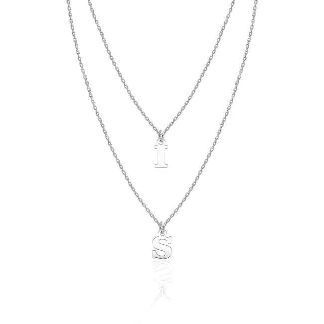 Lantisor la baza gatului, dublu, Argint 925 Premium, personalizat cu doua initiale
