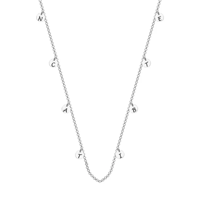 Lantisor tip salba cu banuti 5 mm Argint 925 Premium, personalizat initiale