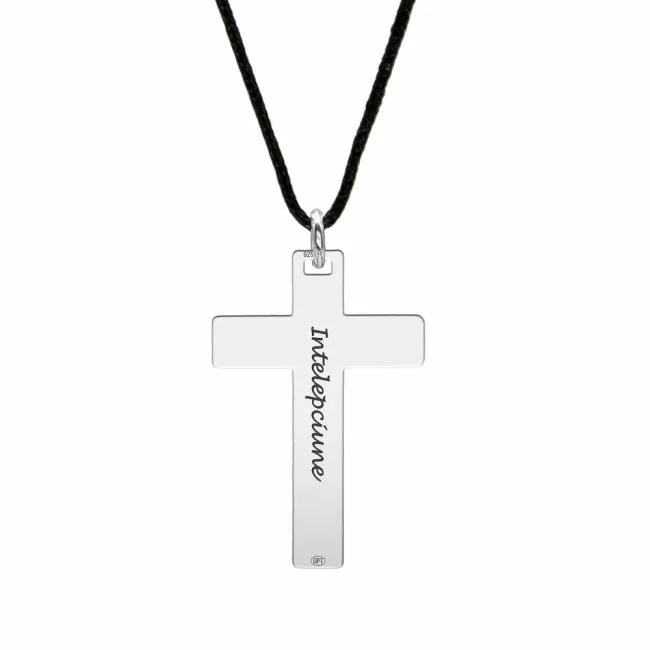 Pandantiv personalizat, Argint 925 Premium, cruce mari (28 mm)