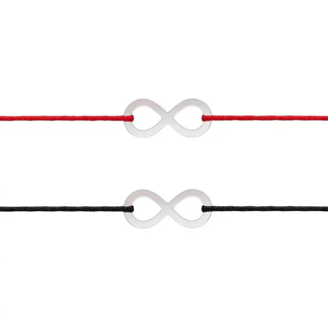 Bratari cuplu Argint 925 Premium, infiniti si snur reglabil (17 mm)