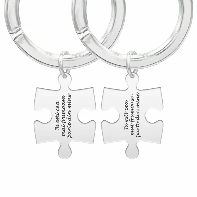 Brelocuri Argint 925 Premium, personalizate, puzzle mare (35 mm)