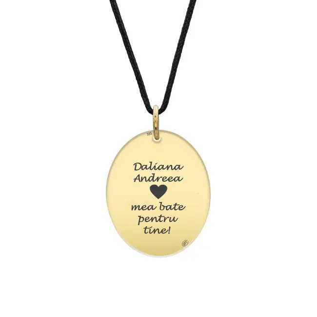 Pandantiv Aur 14K Premium, personalizat cu text - oval 21 mm