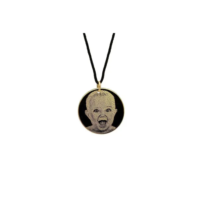 Pandantiv Aur 14K Premium, personalizat cu poza, ceasul bebelusului banut mediu 15 mm picture - 5