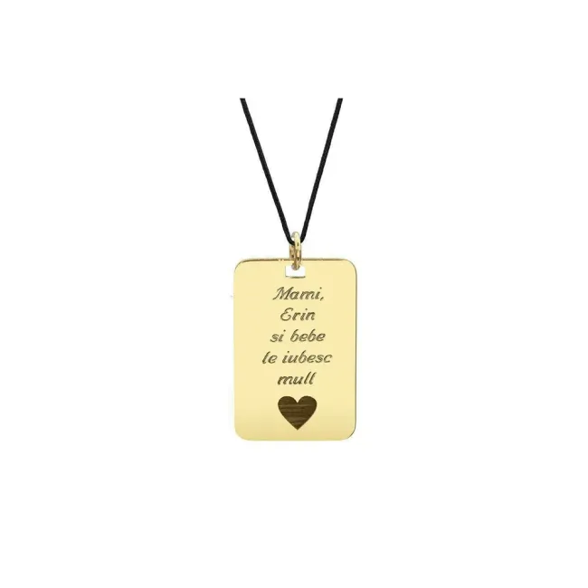 Pandantiv placuta 30 mm personalizat gravura text Argint 925 Premium