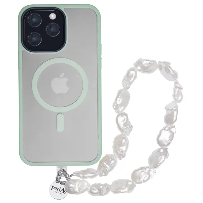 Perla9 Maner telefon / Colier THE CHUNKY accesoriu multifunctional din perle sintetice - placat cu argint