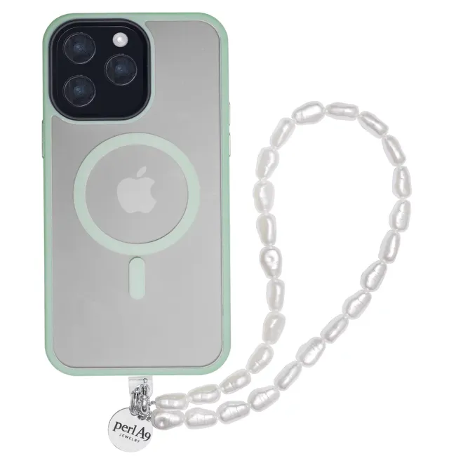 Perla9 Maner telefon / Colier THE ESSENTIAL accesoriu unisex multifunctional din perle sintetice - placat cu argint