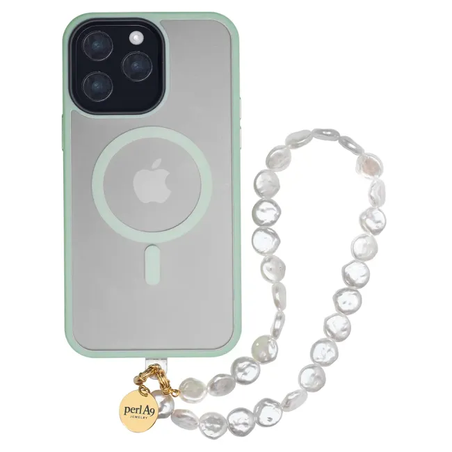 Perla9 Maner telefon / Colier THE MOONLIGHT accesoriu multifunctional din perle sintetice - placat cu aur galben