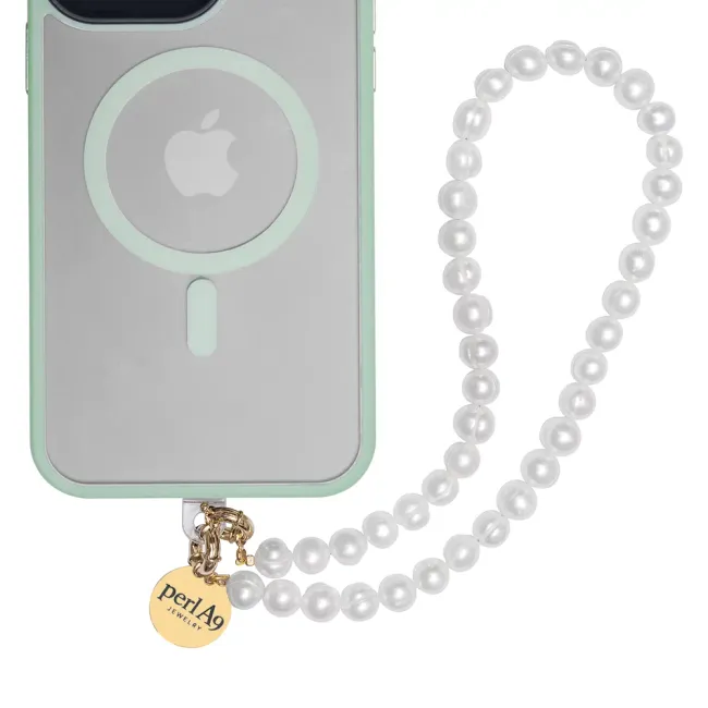 Perla9 Maner telefon / Colier THE NATURAL accesoriu multifunctional din perle de cultura - placat cu aur galben