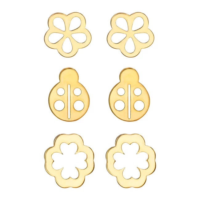 Set cercei argint placat cu aur galben, mixt simboluri