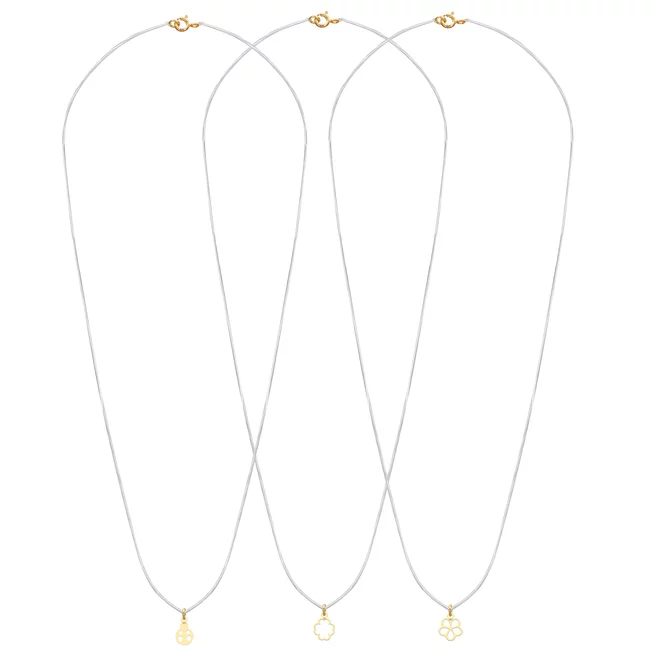 Set lantisoare cu fir transparent si mixt simboluri argint placat cu aur galben
